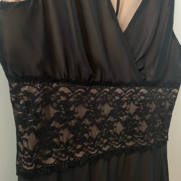 Connected Black Sheer Cocktail Dress w/ Lace Band - Picture 2 of 6